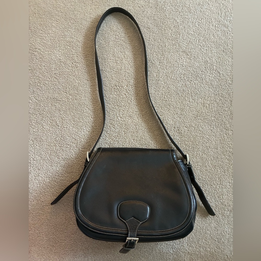 Danier Leather Crossbody Adjustable Strap Saddle Bag - Black - Picture 2 of 12
